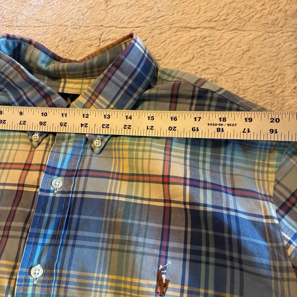 Polo Ralph Lauren Blue Cotton Plaid Long Sleeve Oxford Dress Shirt XL NWOT - Picture 7 of 11